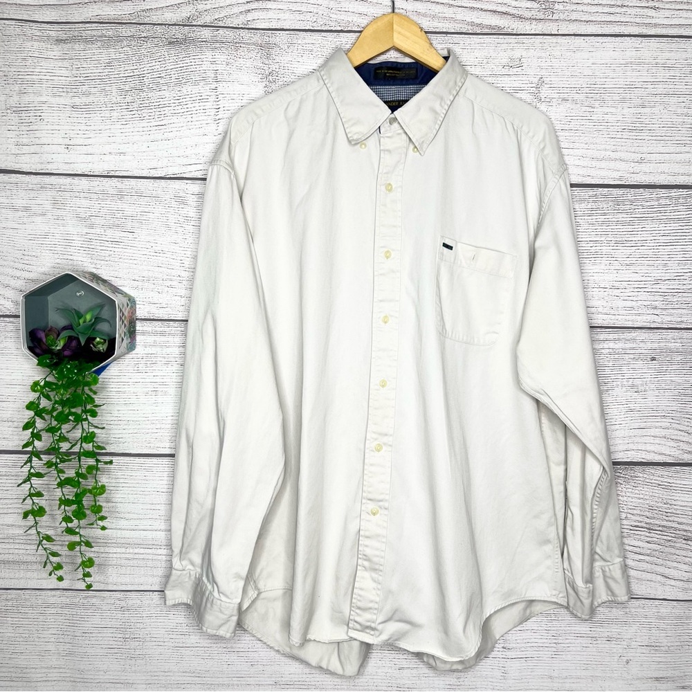Alexander Julian Colours Casual Button Down Shirt Men’s Size XXL Off White Khaki